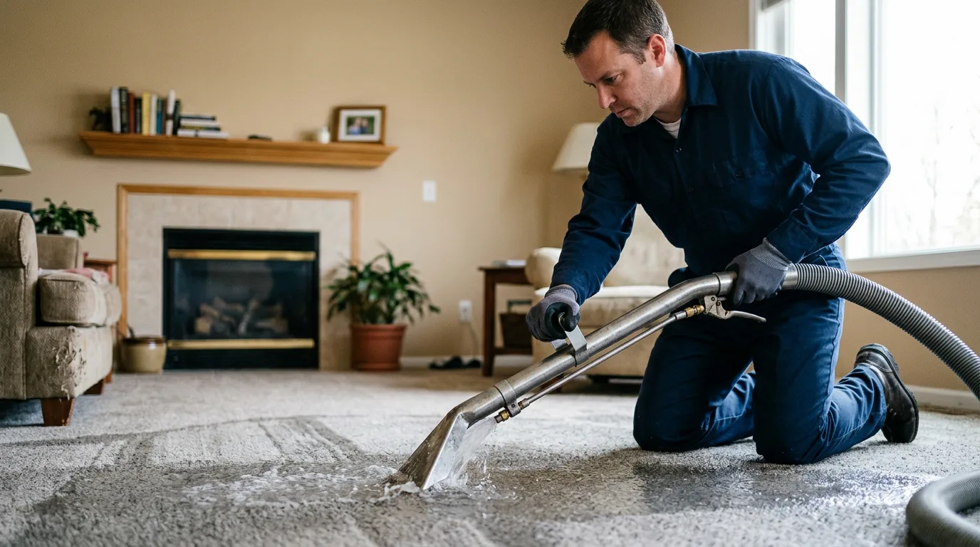 Water damage restoration technician working near Hallowell, ME